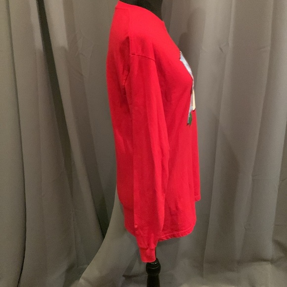 Christmas ted long sleeve HANES T-shirt in Adult MEDIUM. Cute snowman & redbird. - Picture 3 of 6